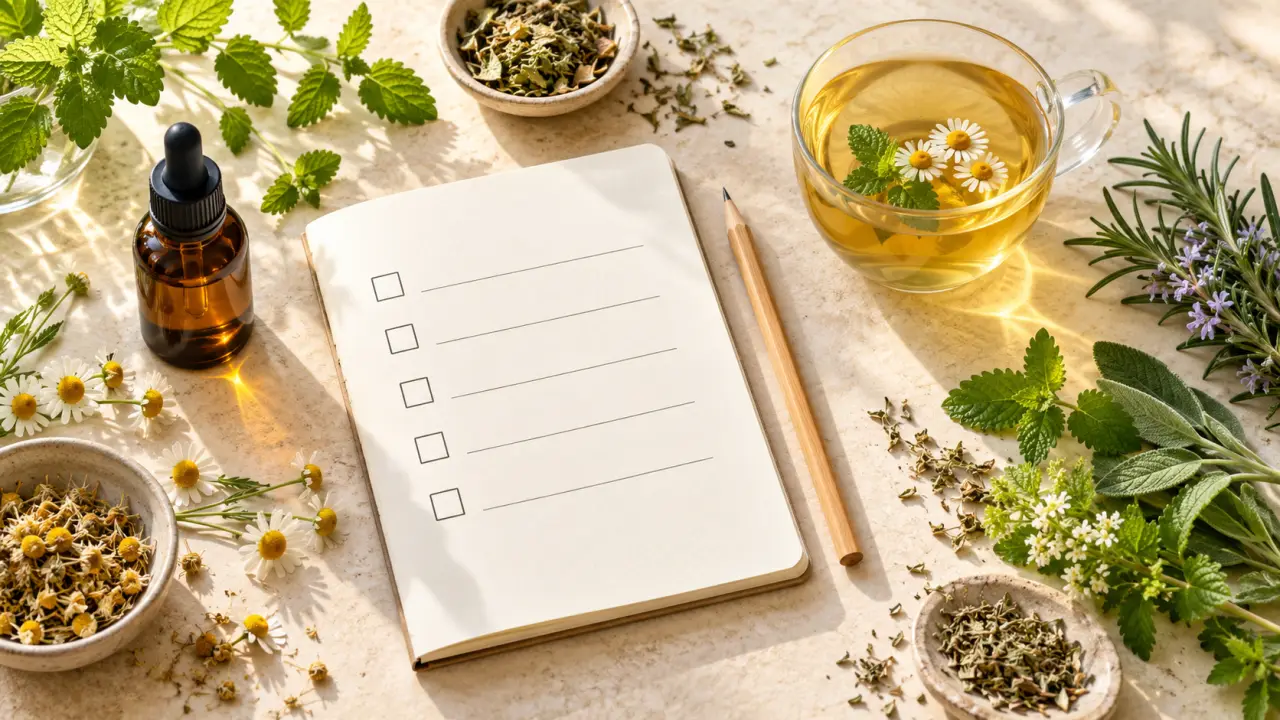 Plantes médicinales fraîches et infusion dans une ambiance lumineuse